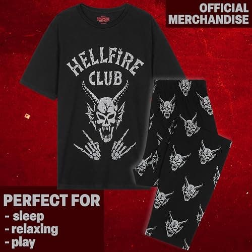 Stranger Things Pajama Set for Men, Teens Hellfire Club T Shirt Cotton Pajama Pants Loungewear PJs Sleepwear Gifts for Men thumbnail 4