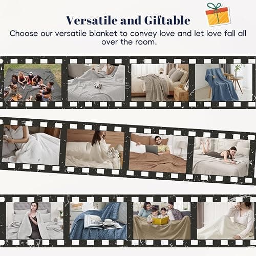 PHF 100% Cotton Waffle Weave Blanket Queen Size for Bed, Soft Lightweight & Breathable for Spring and Summer, All-Season Comfort, Luxury Aesthetic Blanket for Home Decor, 90"x90", Wine Red thumbnail 7