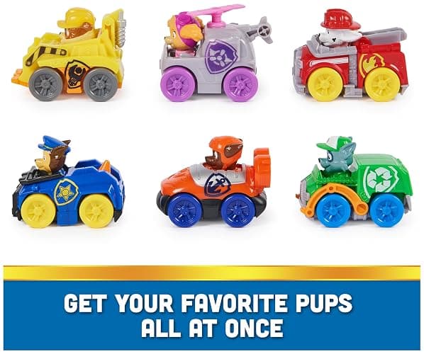 PAW Patrol Pup Squad Racers 6-Piece Vehicle Gift Set | 6 Collectible Toy Cars, Chase, Marshall, Skye, Rubble, Rocky & Zuma Racers, Kids Toys for Boys & Girls Ages 3+ thumbnail 5
