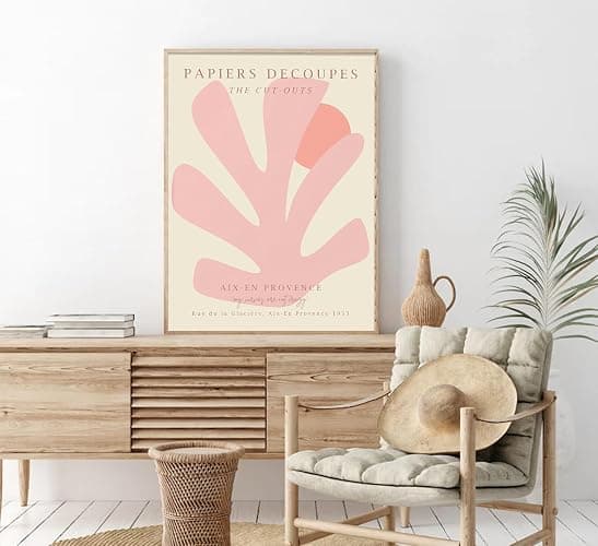 libitea 3 pcs Pink Coral Canvas Wall Art Abstract Minimalist Light Pink Preppy Wall Decor Pink Flower Market Poster Printing Artwork for Girls Room Dorm Bedroom Living Room Home Decoration thumbnail 7