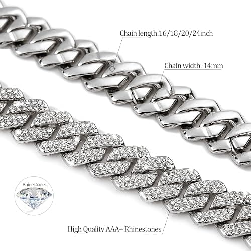 UILZ Mens Cuban Link Chain 18k Gold Silver Miami Cuban Necklace Cuban Chain 18/20/24inch Bling Diamond Iced Out Hip Hop Jewelry for Women thumbnail 2