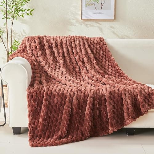 NEWCOSPLAY Super Soft Throw Blanket Coffee Premium Silky Flannel Fleece 3D Clouds Stylish Jacquard Lightweight Bed Blanket All Season Use 350GSM (Coffee, Throw(50"x60")) thumbnail 8