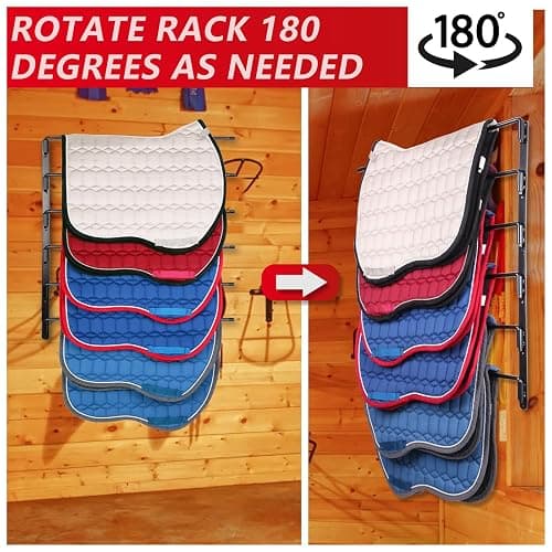 TOMESHA Saddle Pad Rack-Horse Blanket Holder,Extra-Long Rack Arms for Various Accessories,Heavy Duty 180 Degree Swing-Out Wall Mount,Six (6) Well-Spaced,Storage Rack Stand Wall Mount thumbnail 3