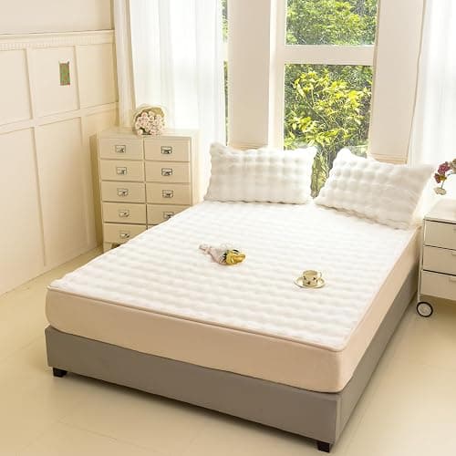 H&D Bedding Queen Sheet Set – 3 Piece Bed Sheets for Queen Size Bed, Luxury Soft and Breathable Faux Fur, Includes 1 Comfy Bubble Sheet, and 2 Pillowcases (Ivory, 3-Piece Set) thumbnail 8