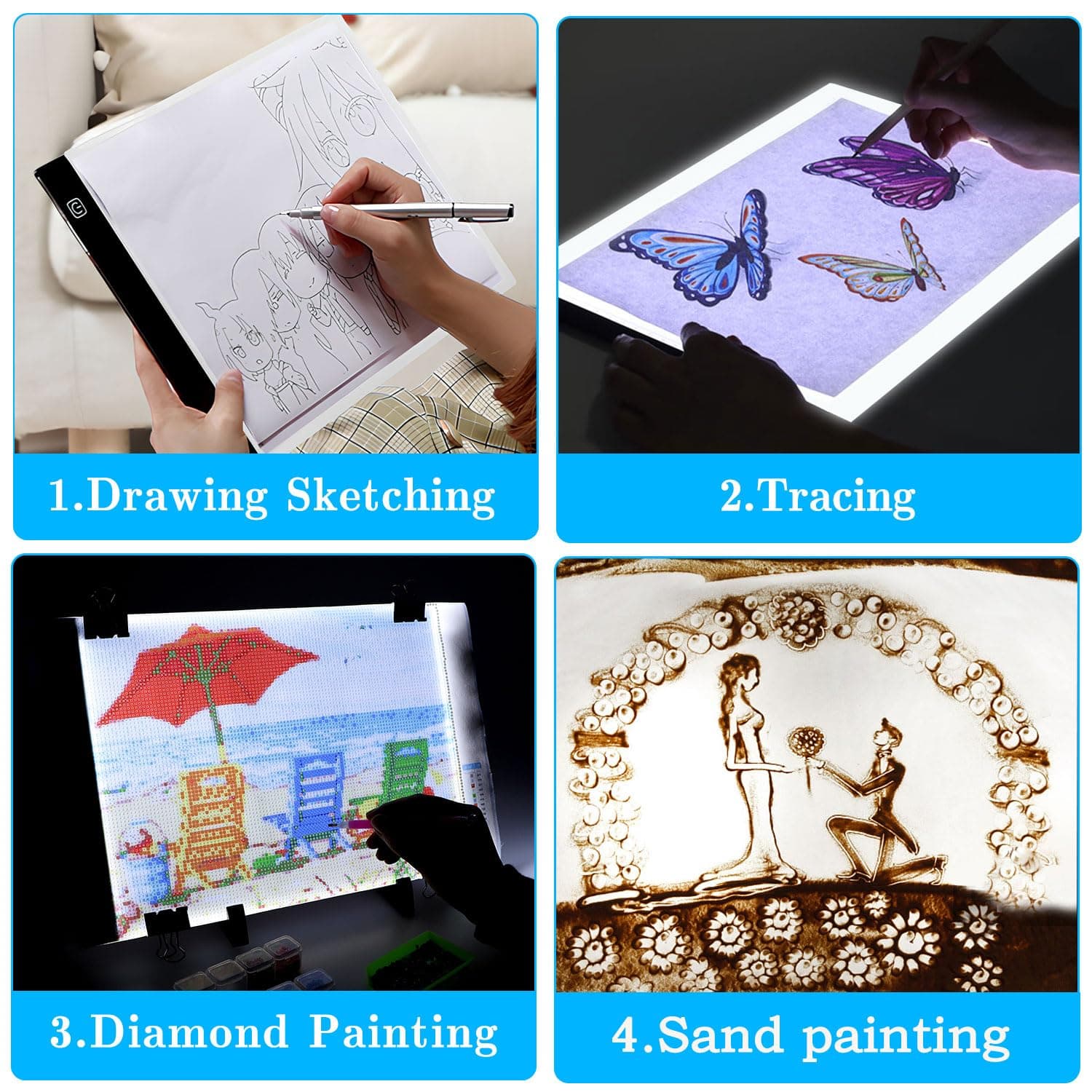 Ratukall 183PCS A4 Diamond Painting Light Pad Kit, Light Board For Diamond Painting Accessories, Tracing Light Box thumbnail 7