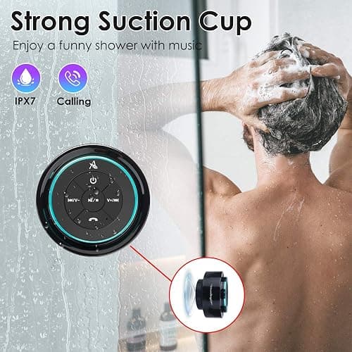 XLeader, Upgraded, Pro Shower Speaker, Certified IPX7 Waterproof Bluetooth Speaker with Suction Cup, Hook Clip, Built-in Mic, Crystal Sound&Rich Bass, up to 12H Playtime, Ideal Gifts - SoundAngel Mate thumbnail 3
