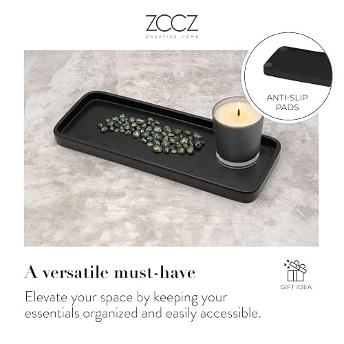 ZCCZ Matte Black Bathroom Accessory Sets, 4 Pieces Bathroom Accessories Complete Set Vanity Countertop Accessory Set, Includes Lotion Dispenser Soap Pump, Tumbler, Toothbrush Holder and Tray - Matte Black thumbnail 7