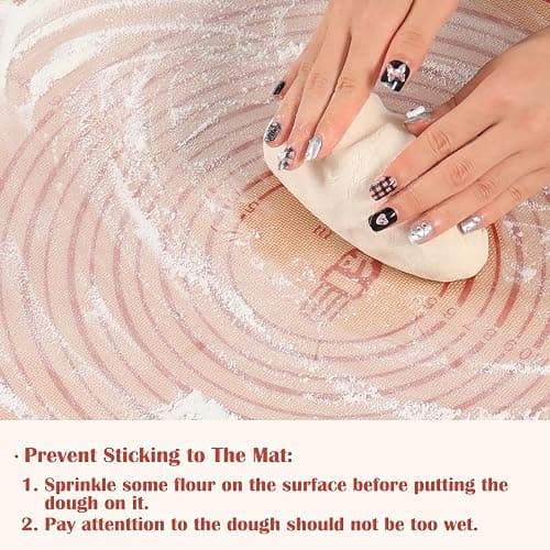 Non-slip Pastry Mat Extra Large with Measurements 28''By 20'' for Silicone Baking/ Counter Mat, Dough Rolling Mat,Oven Liner,Fondant/Pie Crust Mat By Folksy Super Kitchen Red - 28"L x 20"W thumbnail 5