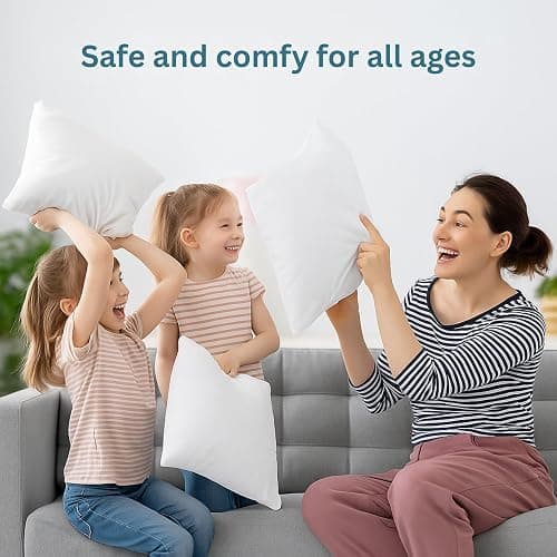 LANE LINEN 4 Pack 18x18 White Throw Pillow Inserts for Decorative Pillow Covers, Couch Pillows for Living Room, Fluffy Pillows for Bed thumbnail 7