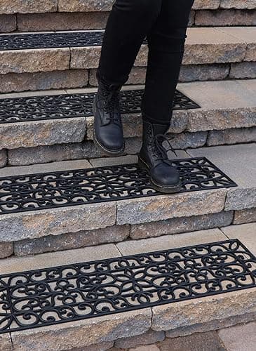 FINEHOUS Rubber Stair Treads Non-Slip Outdoor 35”x10” (5-Pack) – Anti-Slip Step Mat - Image 1