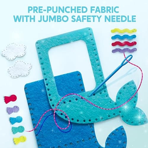 Klever Kits 7 Sewing Projects- My First Kids Sewing Kit- Easy DIY Arts and Crafts for Girls, Craft Kits, Birthday Gifts for Kids Aged 6+, Unicorn and Mermaid Pillow thumbnail 5