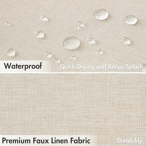 MIULEE Beige Scalloped Shower Curtain Linen Textured with 12 Metal Hooks Cute Heavy Duty Washable Waterproof Neutral Thick Cloth Shower Curtains with Black Border for Bathroom Bathtub,W72*L72 Cream thumbnail 4