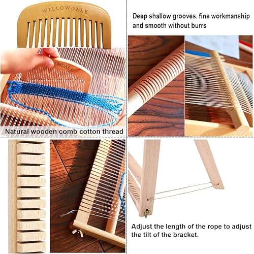 WILLOWDALE 25.2" H x 19.3" W Weaving Loom with Stand Wooden Multi-Craft Weaving Loom Arts & Crafts, Extra-Large Frame, Develops Creativity Weaving Frame Loom with Stand for Beginner thumbnail 6