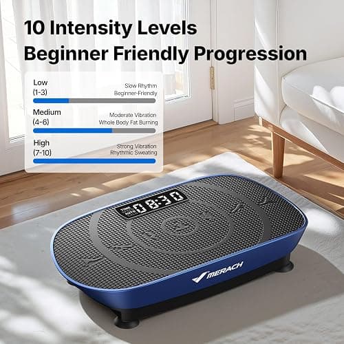 Merach CV30 Curved Vibration Plate Exercise Machine for Lymphatic Drainage | Risistance Band, Vibrating Plate with Real-Time Calorie Tracking on LED Display, Fitness Equipment for Home Gym Women Men thumbnail 5
