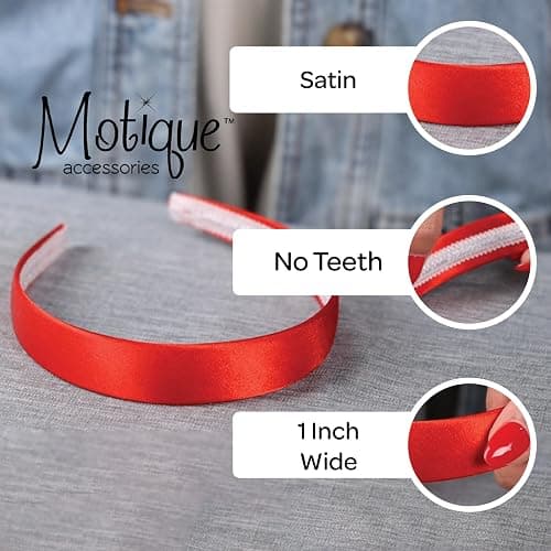 Motique Accessories 1 Inch Satin Hard Headband, Black | Fashion Hair Accessories for Women & Teens thumbnail 4