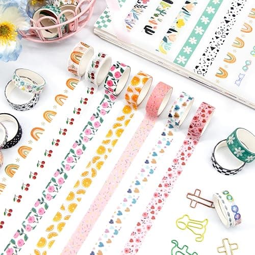 55 Rolls Holiday Washi Tape Set - Decorative Tape Seasonal Bohemian Colored Tape, Cute Washi Tapes for Journaling Supplies, Scrapbooking Supplies kit, Summer Scrapbook Supplies thumbnail 3