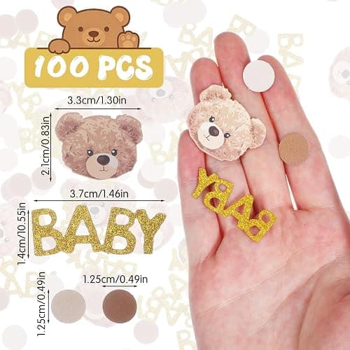 Nogeqi 200 Pcs Bear Baby Shower Confetti, We Can Bearly Wait Baby Shower Decorations Neutral for Gender Reveal Decor Party Bear Table Scatter thumbnail 5