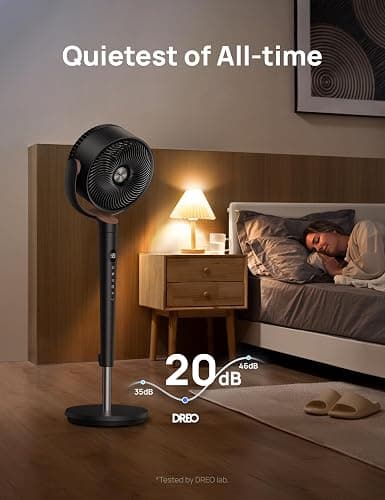 Dreo Fan for Bedroom, 120° Oscillating Standing Fan, Quiet Floor Fan with DC Motor, Pedestal Fan for Room, 9 Speeds, 4 modes, 20dB, 120° Manual Vertical, 37-42" Adjustable Height, 9H Timer, Black thumbnail 6