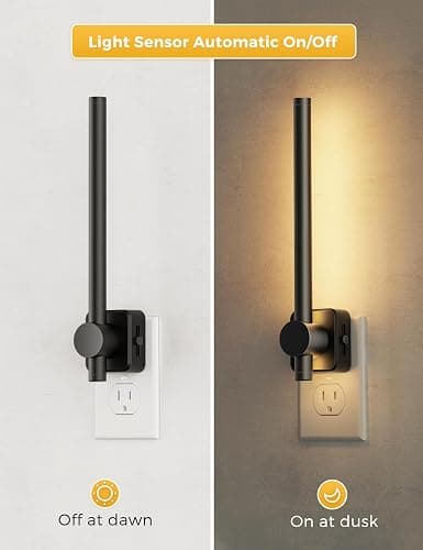 L LOHAS LED Night Light, [2 Pack] Night Lights Plug into Wall, 0-200LM Bathroom Nightlight, Dusk to Dawn Sensor 2W Dimmable Nightlights, Soft White 3000K, Modern Black Night Light for Mirror Restroom thumbnail 2