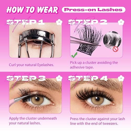 ALPHONSE Self Adhesive Lash Clusters Reusable Self Adhesive Eyelashes Fluffier Press on Lashes Extension No Glue Needed 10-16mm Glueless Lashes Clusters with Tweezers thumbnail 6