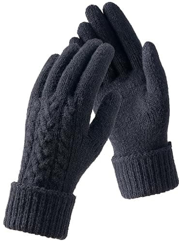 TRENDOUX Merino Wool Womens Winter Gloves Folding Cuffs Touchscreen Soft Skin-Friendly Jacquard Thin Knit Warm Glove - Image 1