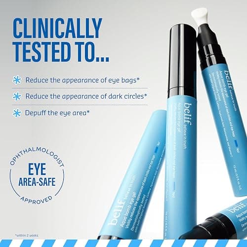 belif Aqua Bomb Cooling Eye Gel - Caffeine & Hyaluronic Acid for Puffiness & Hydration, Niacinamide & Vitamin C for Dark Circles, Adenosine & Collagen for Plumping, Korean Skin Care, 0.5 fl oz (15ml) thumbnail 3