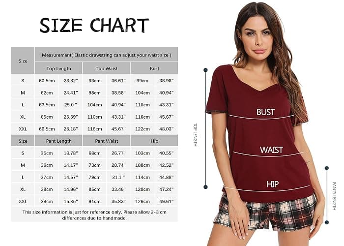 Vlazom Ladies Shorts Pyjamas Sets Soft Cotton Summer Women Pyjamas Set Solid Top and Plaid Shorts Sleepwear Loungewear with Pockets S-XXL thumbnail 6