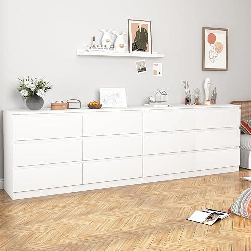 CIPACHO White 6 Drawer Dresser for Bedroom,Modern Deep Drawer Dresser with No-Handle Design,Wide Storage Chest of Drawers,Wood Bedroom Storage Organizer Furniture for Closet,Hallway thumbnail 7