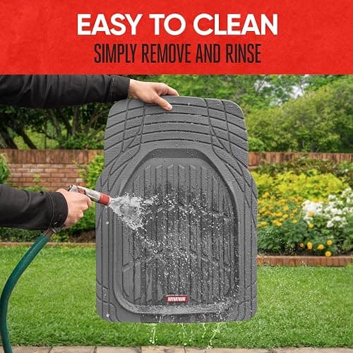 Motor Trend FlexTough Floor Mats for Cars, Gray Deep Dish All-Weather Mats, Waterproof Trim-To Fit Automotive Floor Mats for Trucks SUV, Universal Liner Car Accessories thumbnail 7
