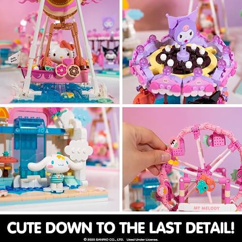 Hamee Sanrio Hello Kitty and Friends ‘Summer Wunderland’ Cute Water Theme Park Building Block Set Birthday Gift, Party Favor, Stress Relief, Collectible Toy Compatible with Lego Block – Kuromi thumbnail 4