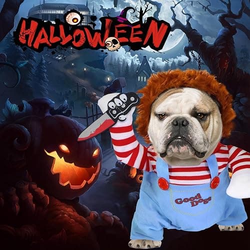 GOYOSWA Dog Halloween Costumes, Pet Deadly Doll Dog Costume Funny Dog Costumes Dog Halloween Costume Clothes for Small Medium Large Extra Large Dogs Pets (Small) thumbnail 2