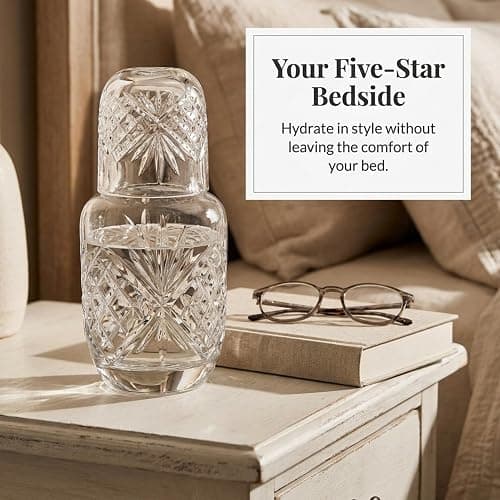 Godinger Bedside Night Carafe - Cup and Bottle to Keep Next To Your Bed for a Handy Midnight Drink, 16oz thumbnail 4