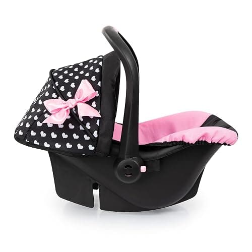 Bayer Design Dolls: Deluxe Car Seat: Hearts Black & Pink - Pretend Play Accessory for Dolls/Plushes Up to 18", Ages 3+, Large thumbnail 3
