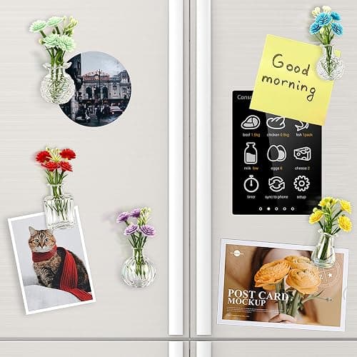 ZOYVUX Cute Mini Vase Magnets for Fridge, Funny Decorative Magnets, 5 Pack | Tiny Plant Glass Vases with Faux Flowers, Whimsical Magnetic Refrigerator Decor, For Kitchen, Locker, Office, Gift thumbnail 6