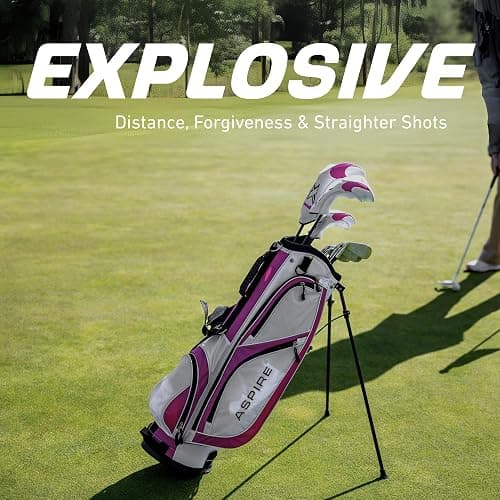 Aspire X1 Womens Golf Clubs Full Set, Includes Driver, Fairway, Hybrid, 6-PW Irons, Putter, Stand Bag, 3 H/C's, Light Graphite Shafts, Golf Clubs Women Right Handed, Purple, Regular or Petite Size thumbnail 3