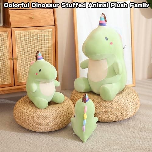 SQEQE Dinosaur Plush Toy Kawaii Dino Stuffed Animals Soft Fluffy Plush Doll Birthday Gifts for Girls Boys Kidult(Green, 9.8 Inch) thumbnail 7