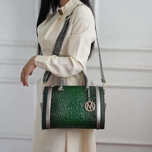 MKF Collection Satchel Bag for Women, Crocodile Embossed Vegan Leather Top-Handles Crossbody Handbag Purse by Mia k thumbnail 3