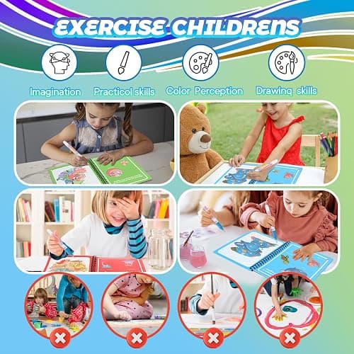 CMTOOP 4 Pack Reusable Water Coloring Books for Toddlers, Paint with Water Books,Mess-Free Coloring Book, Portable Educational Doodle Drawing Toy, Improving Children's Imagination, Color Perception thumbnail 7