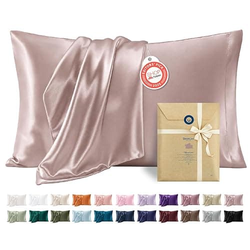 Bedsure Satin Pillowcases Queen Set of 2, Silky Pillow Cases, Dusty Rose | Similar to Silk Pillow Cases, Decorative Covers, Room Decor, Gifts for Women Men, Envelope Closure, For Hair Skin, 20" x 30" - Image 1
