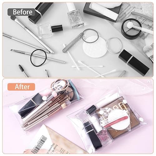 HINZIC 3 Pack Transparent Cosmetic Bags, Different Size Portable Waterproof PVC Makeup Cases Organizers Pouch Carrying Accessories for Lipstick Facial Cleanser Shampoo Storage- Small & Medium & Large thumbnail 5