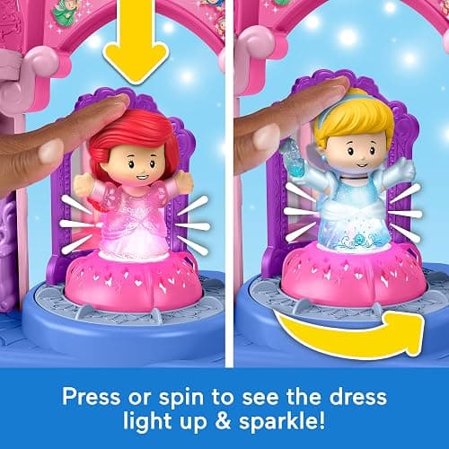 Fisher-Price Little People Toddler Toy Disney Princess Shimmer & Glow Dress Shop Playset & 2 Figures for Pretend Play Kids Ages 18+ Months thumbnail 5