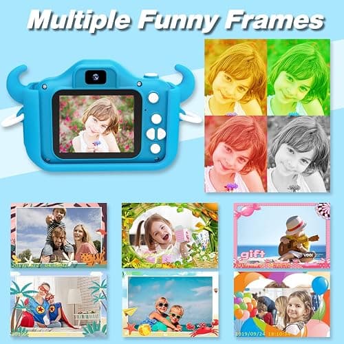 Goopow Kids Camera Toys for 3-8 Year Old Girls Boys,Children Digital Video Camcorder Camera with Cartoon Soft Cover, Best Chritmas Birthday Festival Gift for Kids - 32G SD Card Included thumbnail 6