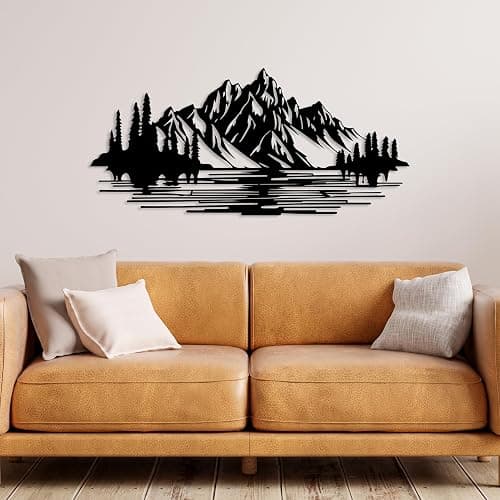 DecoSoul Mountain Forest Metal Wall Decor, Nature and Trees Wall Art, Metal Outdoor Wildlife Lover Gift, Farmhouse Yard Wall Decor, Fireplace Wall Sculptures, Housewarming Gift thumbnail 4