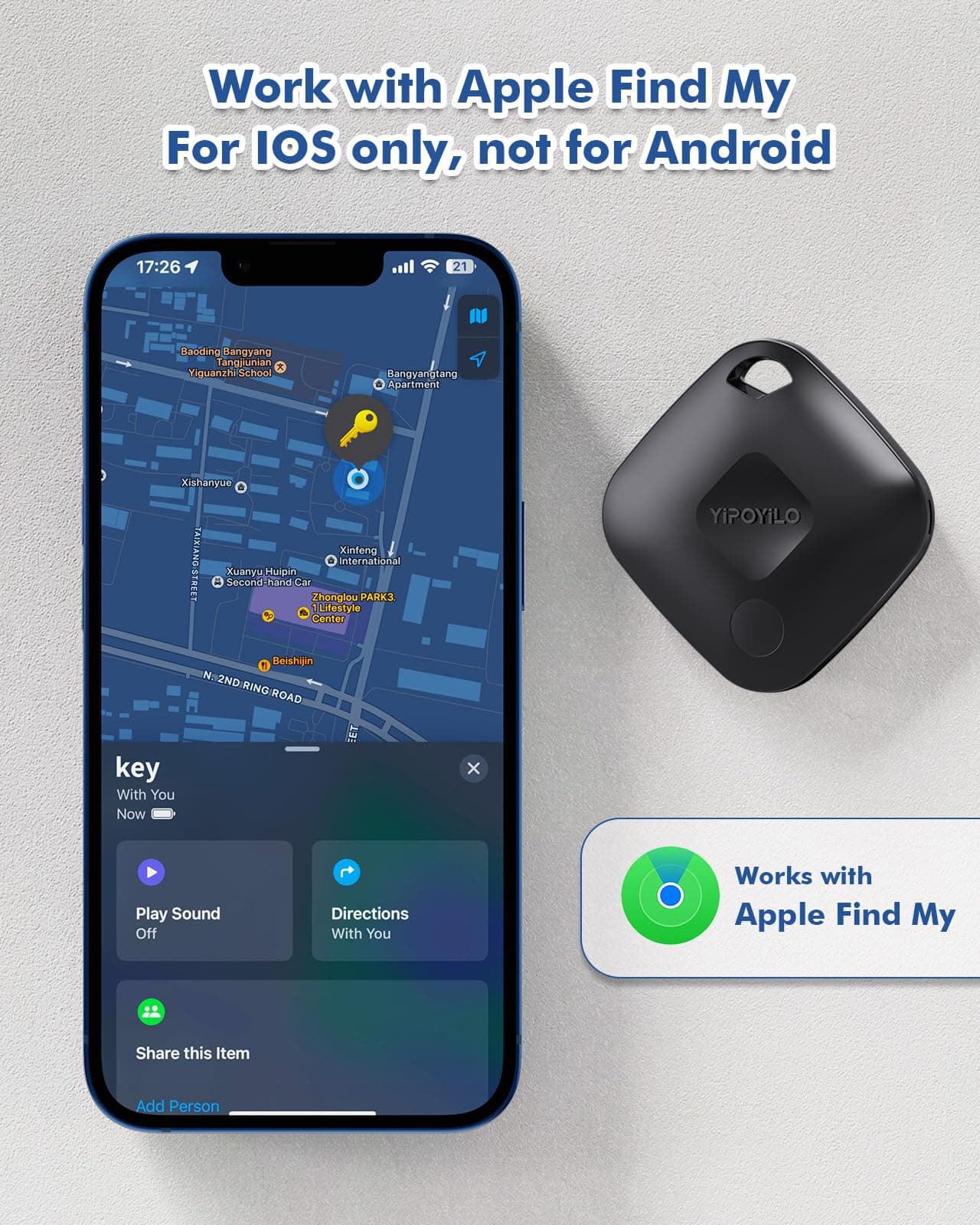 Air Tracker Tag, Item Tracker Luggage Tracker Compatible with Apple Find My(iOS Only), Key Locator with Privacy Protection, Bluetooth Tracker for Key Backpack etc 4 Pack Pure Black thumbnail 2