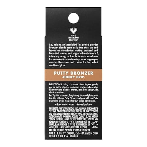e.l.f. Putty Bronzer, Creamy & Highly Pigmented Formula, Creates a Long-Lasting Bronzed Glow, Infused with Argan Oil & Vitamin E, Honey Drip, 0.35 Oz (10g) thumbnail 4
