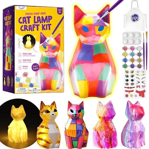 Paint Your Own Cat Lamp Kit, Arts and Crafts for Kids Ages 8-12, Art Supplies Painting kit for Kids 6-12, Cat Night Light Toys Girls Boy Birthday Christmas Gifts for Kid Ages 3 4 5 6 7 8 9 10 11 12+ - Image 1
