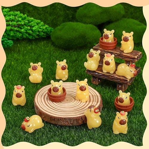 GSrenyu 30PCS Mini Resin Capybara Figurines, Miniature Luminous Capybara Glow in the Dark Little Resin Capybara, Yellow Tiny Capybara Ornament Accessories for DIY Aquarium Decoration Fairy Garden thumbnail 7