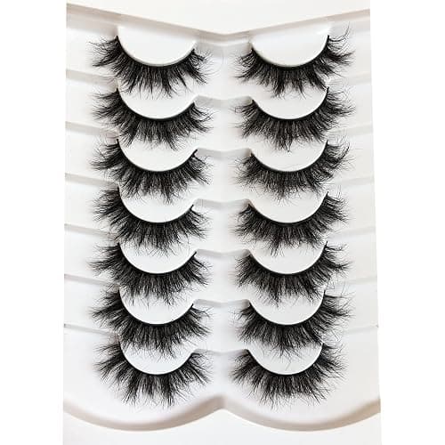 Pooplunch False Eyelashes Sexy Volume 8D Faux Mink Lashes 15MM Wispy Short Natural Fake Eye Lash Strips 7 Pairs Pack - Image 1
