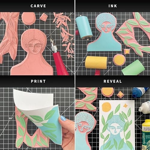 Speedball 3470 Water-Soluble Block Printing Ink Starter Set – 6 Bold Colors with Satiny Finish - 1.25 FL OZ Tubes, Multicolor thumbnail 6