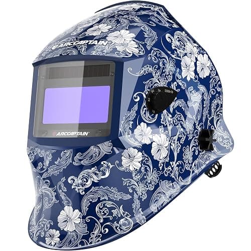ARCCAPTAIN Large Viewing Screen Welding Helmet, 1/1/1/1 Top Optical Clarity Auto Darkening Welding Hood, 4 Arc Sensor 1/25000s Response Time True Color Weld Hood Helmet HSH-S800 Flower - Image 1